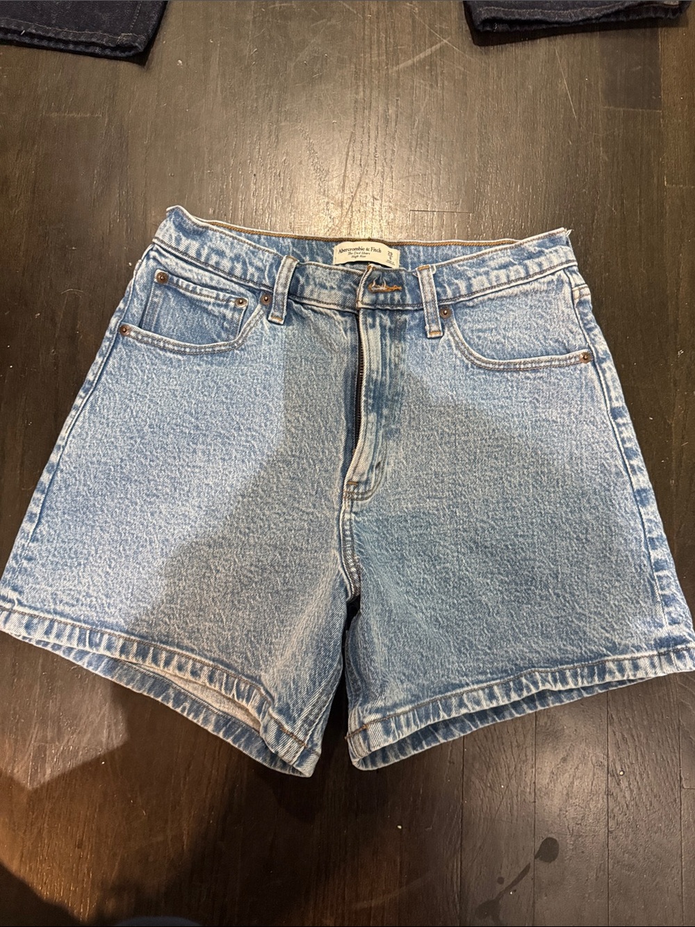 Abercrombie & Fitch Light Blue High-Rise Denim Shorts